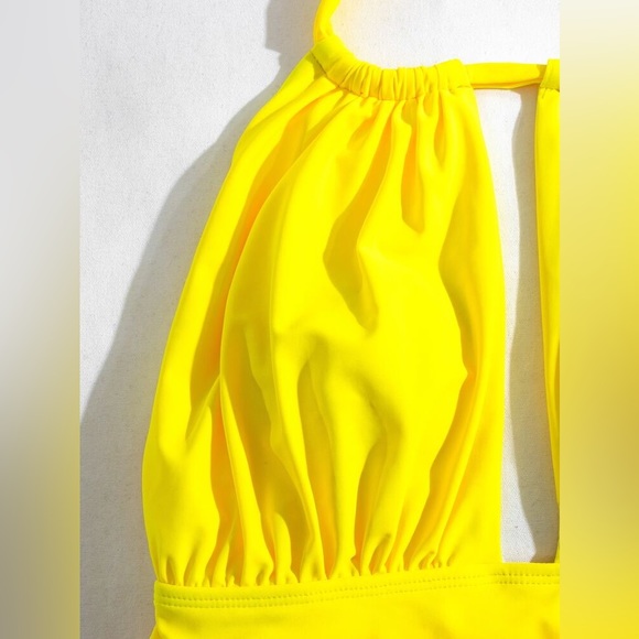 Yellow one piece halter bathers swimsuit - Picture 6 of 10